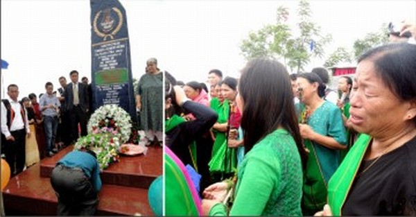 Floral tributes paid during the observation and tears yet to dry