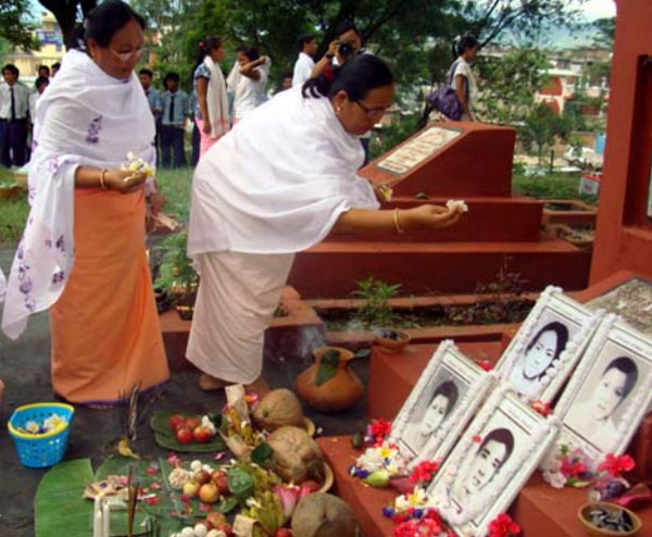Floral tributes paid at the memorial site of the martyred students