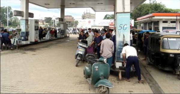 A file pic of a long queue at a petrol pump during a blockade period