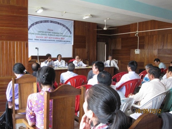 Session of the Manipur Christian Leaders Consultation on Peace Building held at Tribal Research Institute, Chingmeirong,Imphal on Tuesday, September 18, 2012