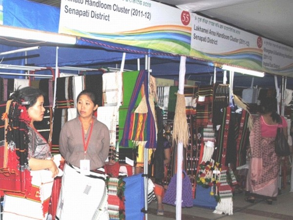 Handloom stalls at the buyer-seller meet cum exhibition