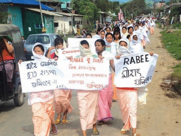 Young women taking part in the rally to demand justice