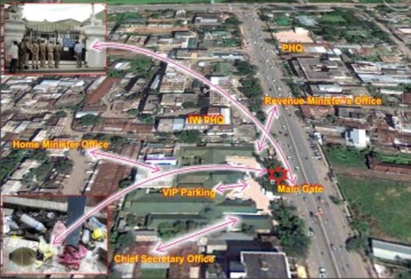 A map layout showing the high security zone where the Old Secretariat is situated