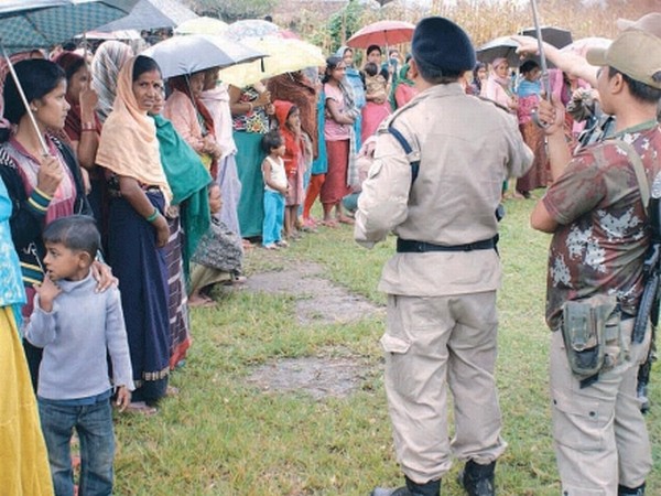 Personnel of Thoubal Police verifiying illegal migrants during a deive conducted at Serou area on Tuesday