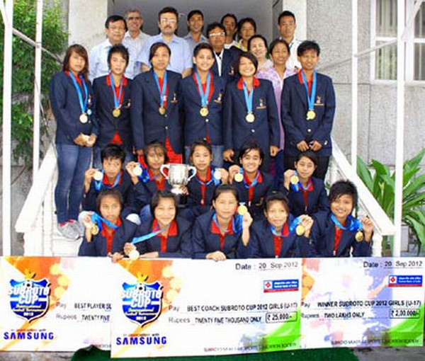 Oriental English School team Girls Under-17 Subroto Cup Champion