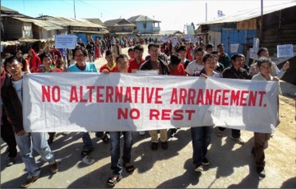 A file picture of a rally demanding Alternative Arrangement