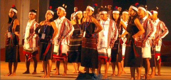 A tribal cultural dance being performed during the District Day event of the Manipur Sangai Festival