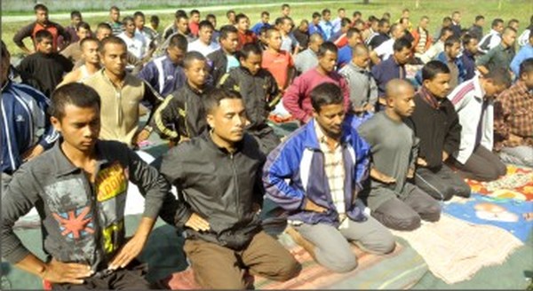 A session of Art of Living underway inside the jail premises