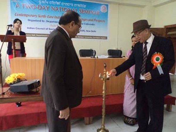 Manipur University VC Prof HNK Sharma opening a two-day seminar on issues and challenges of North East India at MU