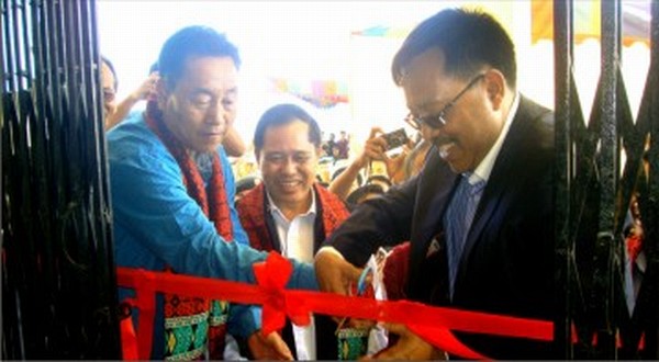 Dr Ratan and Francis inaugurating an office complex at Moreh
