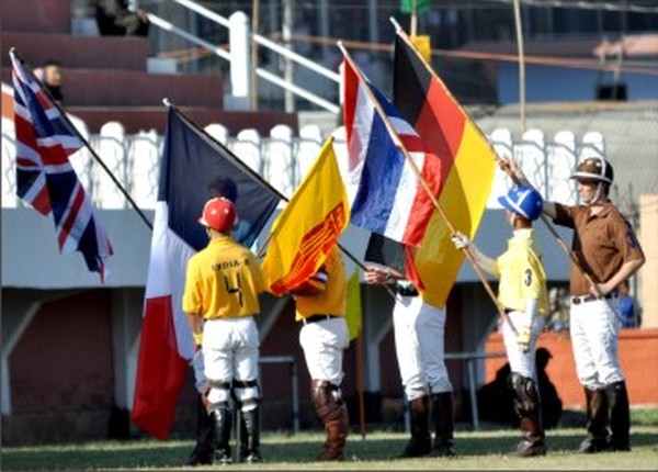 Participants take oath during the opening ceremony of the 6th Manipur Polo International