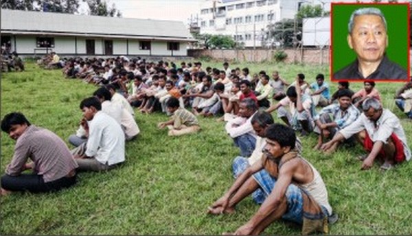 File pic of a drive taken up to identify illegal migrants in the State and (inset) Gaikhangam