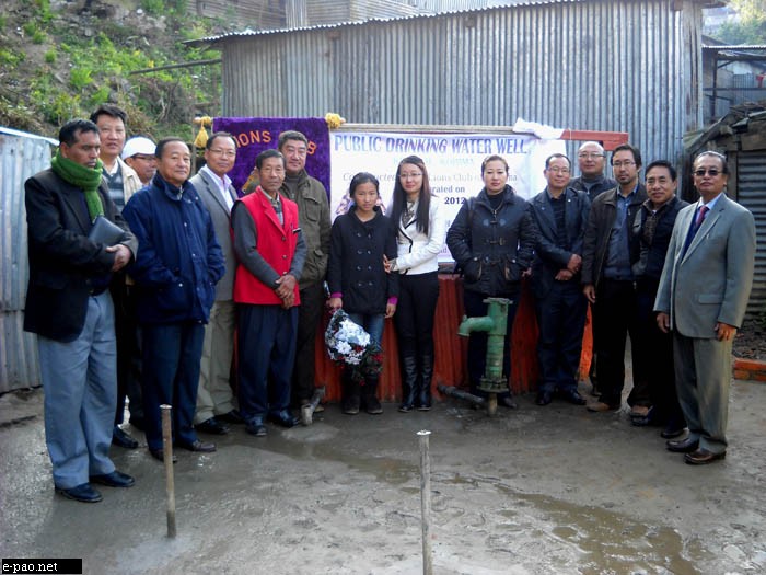 Elizabeth Ngullie, CEO, KMC (6th right) seen with members of the Lions Club of Kohima (LCK), Members of Kezekie Colony, GBs, after formally dedicating the Public Drinking Water Well constructed by LCK Wednesday here at Keziekie, Kohima