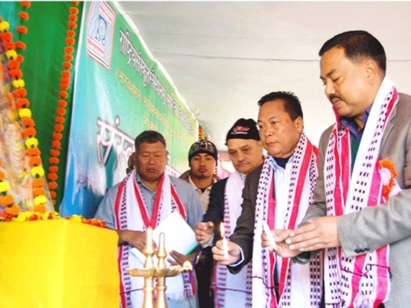 Education Minister M Okendro, IFC Minister Ngamthang Haokip and others at the inaugural function of Sanskrit Mahotsava