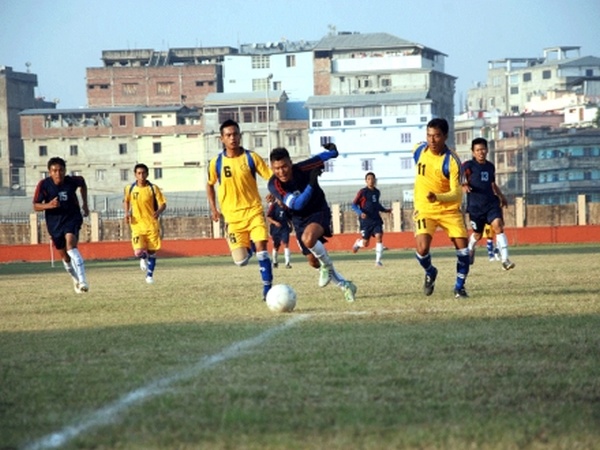 A football match of the ongoing Qualifying round for the 56th CC Meet at Mapal Kangjeibung Imphal