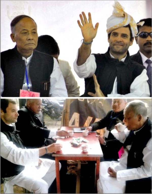 Rahul (Top) at the convention and having tea at a road side hotel