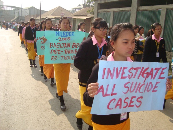 Students participating in the rally for violence against women organised by WAD