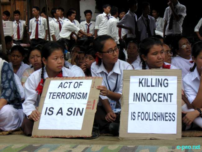 A sit in protest underway on August 04 2011 against the Sangakpham blast 