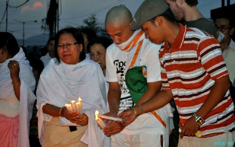 Candle light at Imphal in memory of Richard Loitam on 29 April 2012