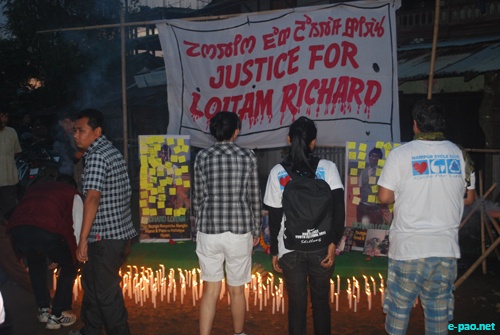 Candle light at Imphal in memory of Richard Loitam  :: 29 April 2012