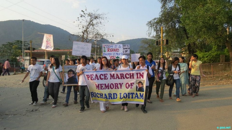 NERIST Manipur Students Union joined Candle-Ligth Vigil for Richard Loitam at Itanagar on May 3 2012