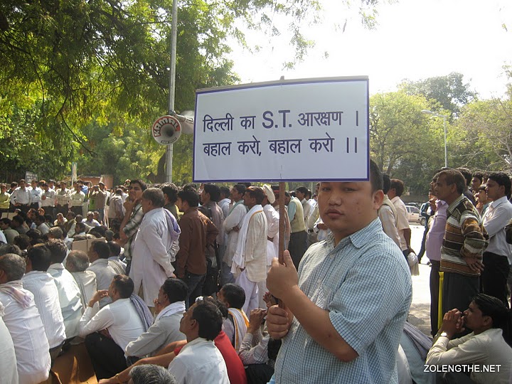 Protest against cancellation of Scheduled Tribe reservation under the government of NCT of Delhi on March 8, 2011 