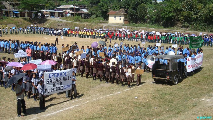 Students and Teachers Mass Rally for Sadar Hills District creation at Kangpokpi on October 14 2011