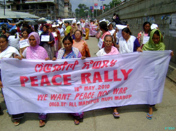Peace Rally with slogan 'We Want Peace Not War' at the heart of Imphal city on 18 May 2010