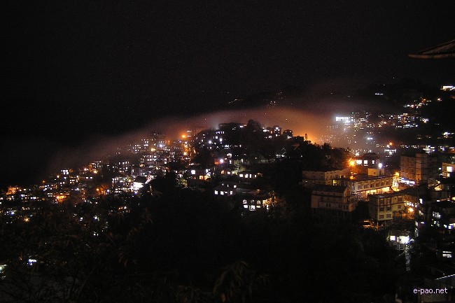 Night view of a part of Aizawl city, Mizoram 