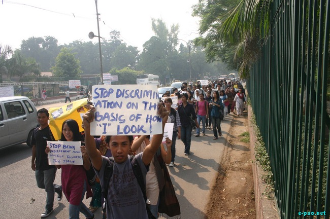 Jamia Students protesting against discrimination towards NE students on 28 October 2009