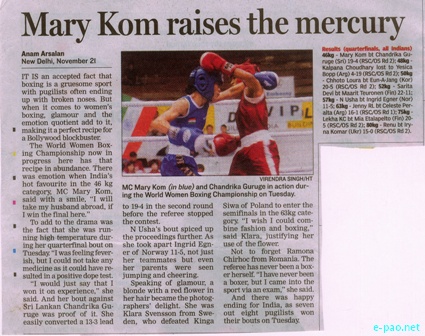 Newspaper Clippings of Mangte Chungneijang Mary Kom (M
