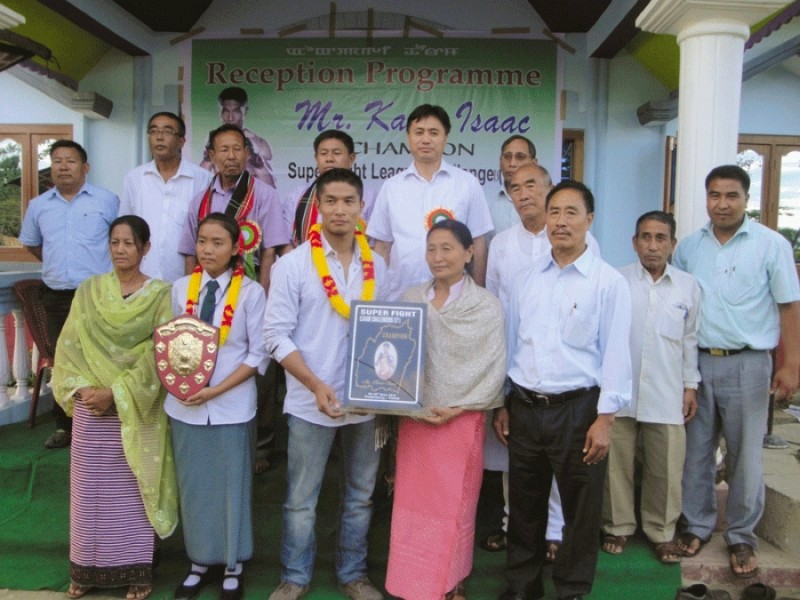 Kario Isaac felicitated by Information Centre for Hill Areas (ICHAM) at Eco Park, Luwangsangbam on September 23 2012