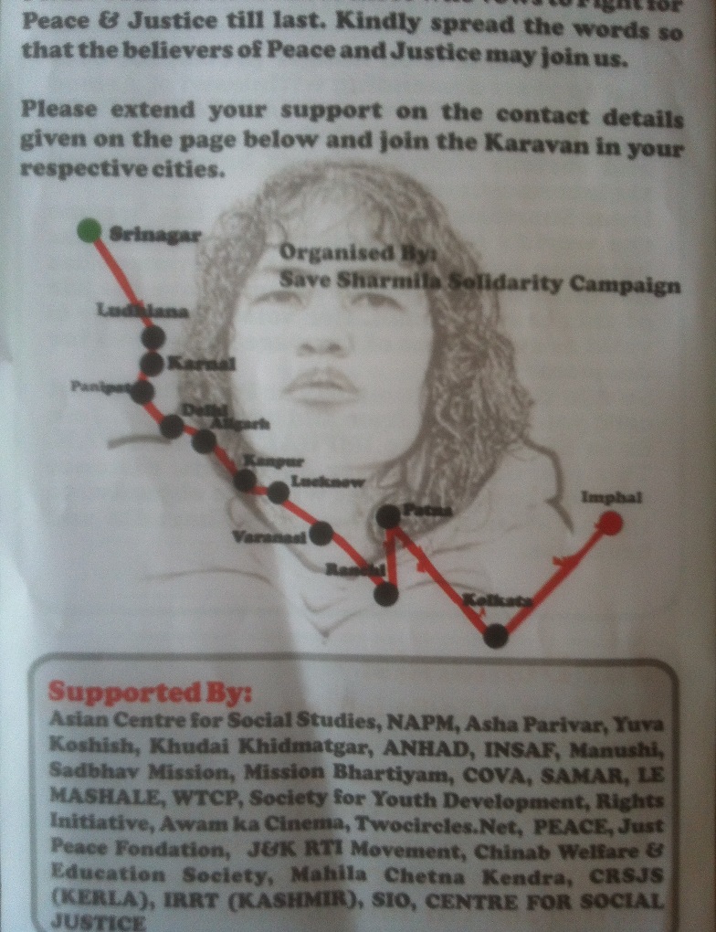 Jan Karavan Save Irom Sharmila Route Map