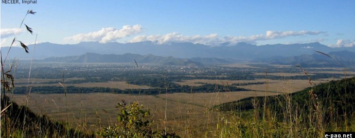 A full view of Langol Hill Range tugged in the northern part of the Imphal Valley (as seen from Nongmaiching Hill Range)