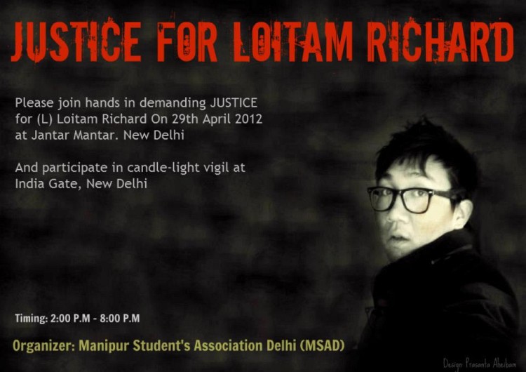 MSAD demonstration on 29 April against the murder of Richard Loitam at Jantar Mantar