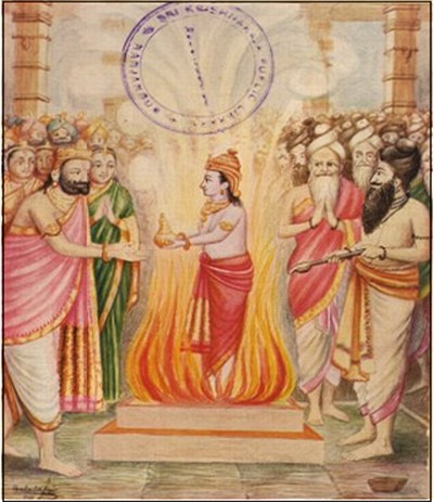 Dhasharatha receiving the bowl of payasam
