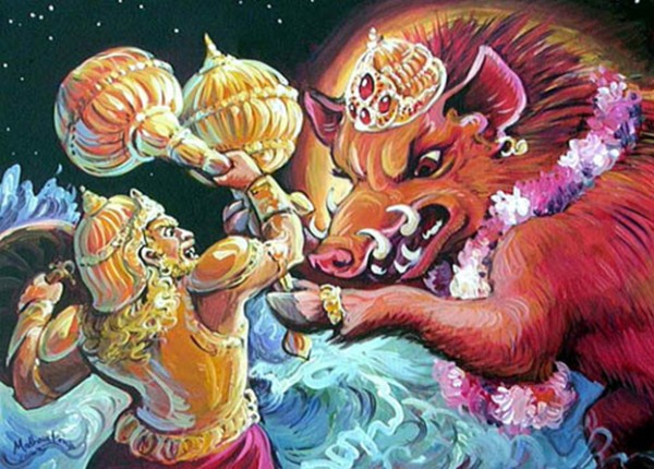   Lord Varahadeva (Lord Vishnu) Killed Hiranyaksha