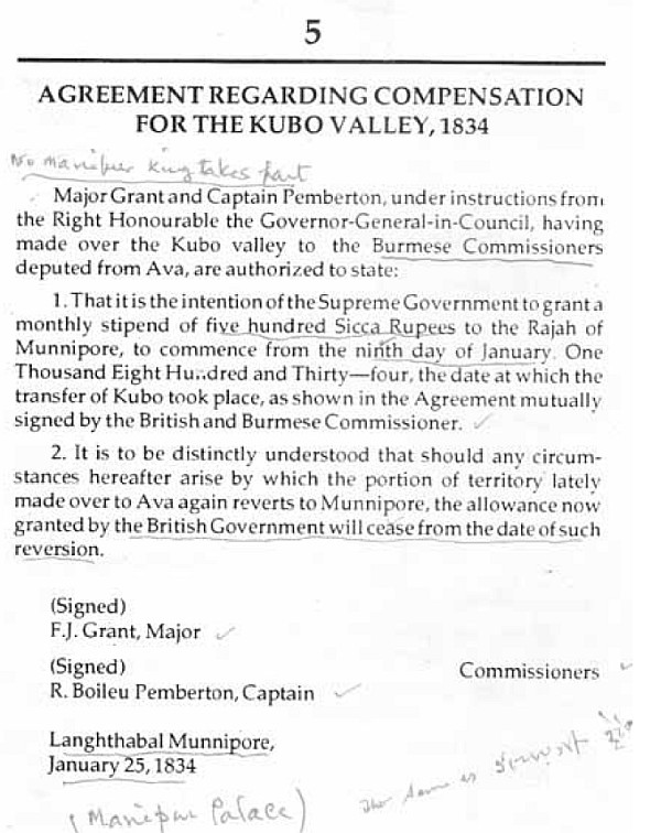 Agreement regarding compensation of Kabow Valley