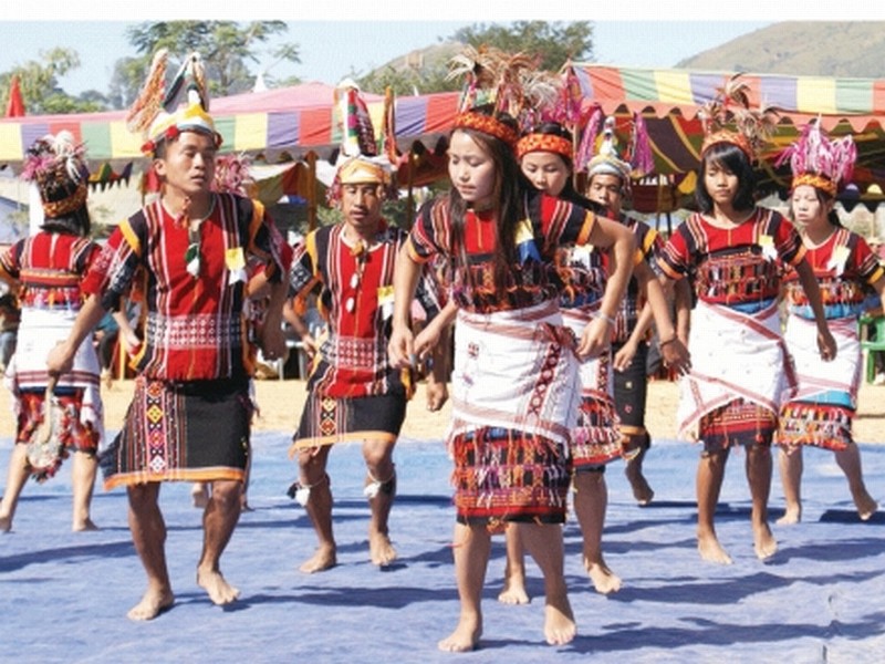 A cultural dance being performed during Kut celebration at Molnoi Khulmi Ground in Chandel district on Nov 2012
