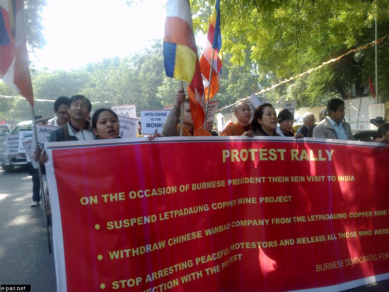 Protest rally on Burmese President Thein Sein visit in New Delhi on 19 December 2012