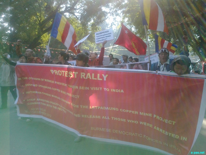 Protest rally on Burmese President Thein Sein visit in New Delhi on 21 December 2012