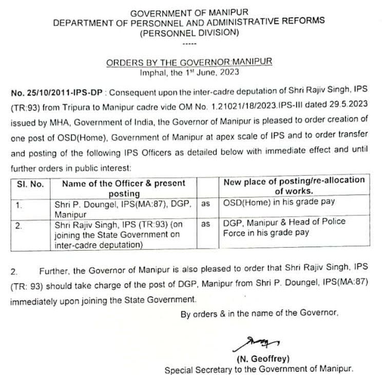   Post of DGP Manipur 