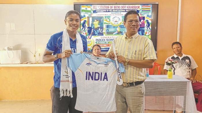 AG Memorial Academy felicitates Asian Games Hockey gold medallist Bichu Devi