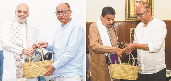 CM briefs Amit Shah on peace efforts, talks elevated highway project with Gadkari and sports with Mandaviya<